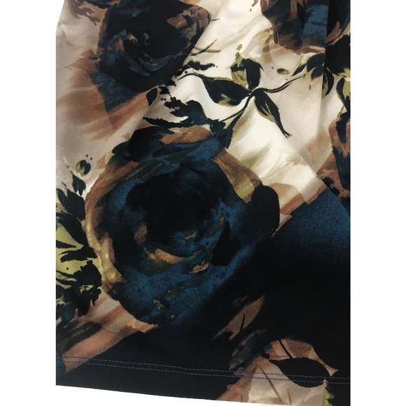 Worthington Women’s Sleeveless Crossover Blouse 1X Stretch Brown Blue Floral Top - Picture 7 of 16